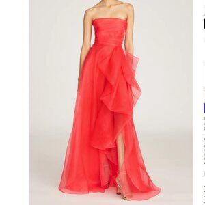 Theia Teresa Strapless Draped Gown in Begonia, Size 4